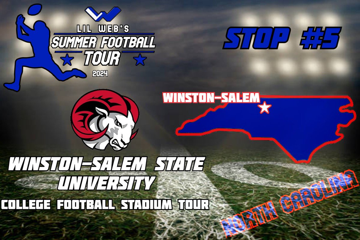 LilWeb26's tweet photo. Lil Web’s 2024 Summer Football Tour 🏈
Stop #5 - 📍Winston-Salem, NC

A stadium that hosts both college football and small NASCAR races? Sounds interesting!

Check out Winston-Salem University’s football stadium. 

#WinstonSalem #WSSU #CollegeFootball #SummerFootballTour https://t.co/epUij453gD