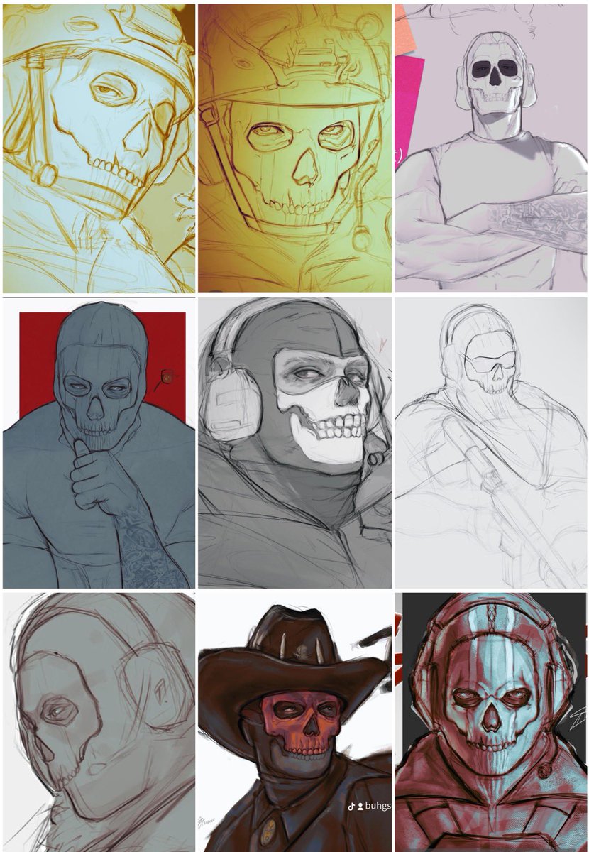 My Ghost sketches so far in order.☠️ 

#codmw
