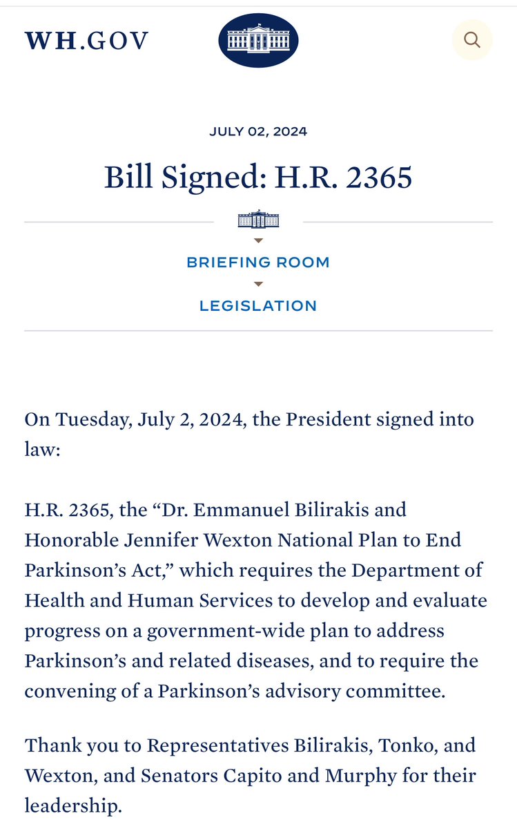 MichaelOkun's tweet image. Fresh from @WhiteHouse the National Plan to End Parkinson’s has been signed. It’s time to do this folks! @PdAvengers