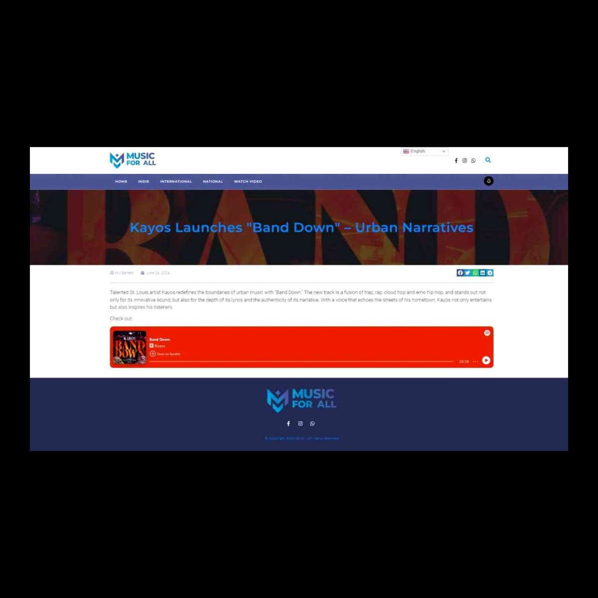S/O to MJ Barreto and Music For All for the Write-up.
#MusicForAll #Writeups #HipHop #KayosEnt #Kayos4Music #Stl #UCity
musicforall.com.br/kayos-lanca-ba…