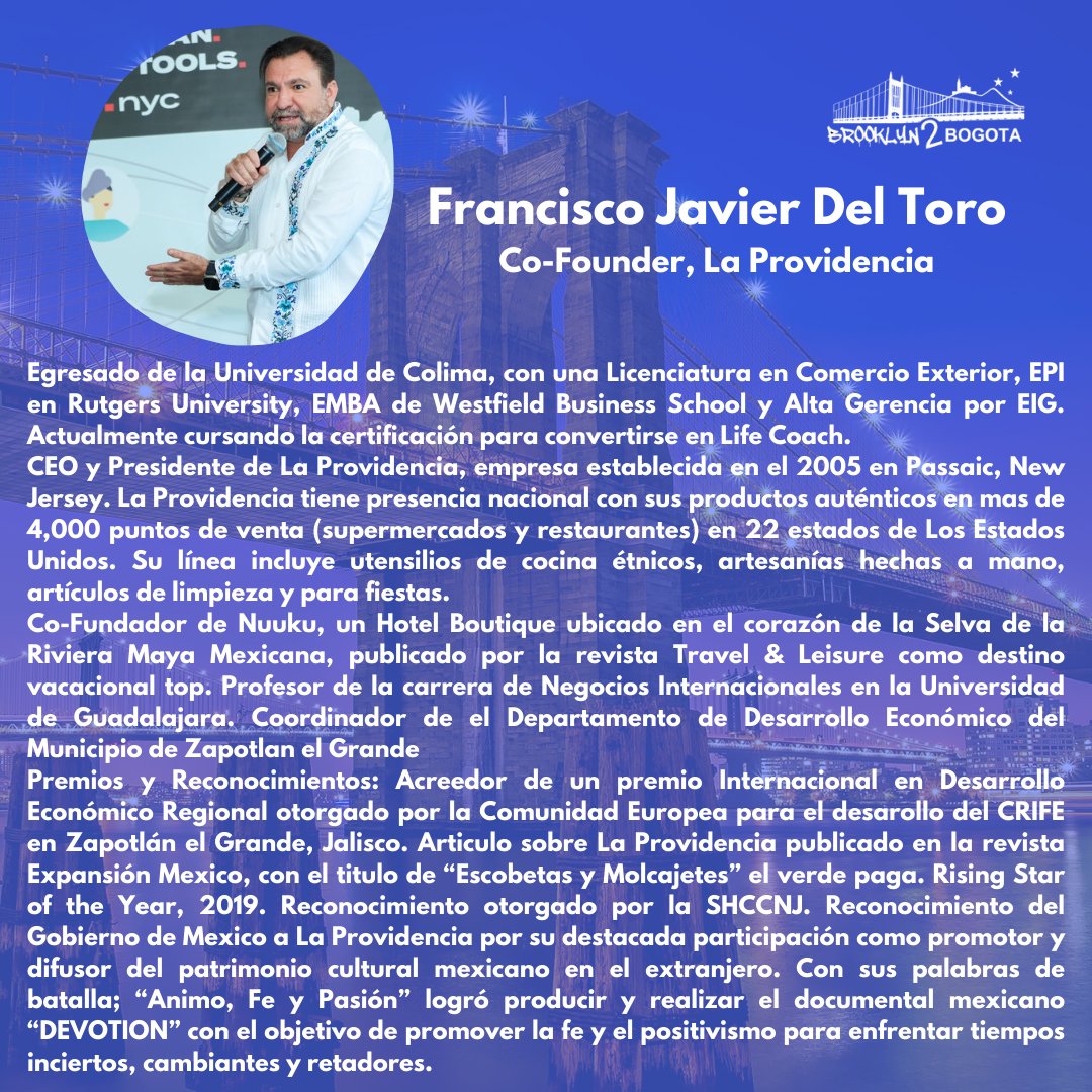 Lilia Rios y Francisco del Toro, gracias por compartirnos los sueños que han ido convirtiendo en realidad. Increible ver cada logro y la manera generosa en que han ido construyendo empresa. Orgullosos y felices de haberlos tenido en el Summit.

brooklyn2bogota.com