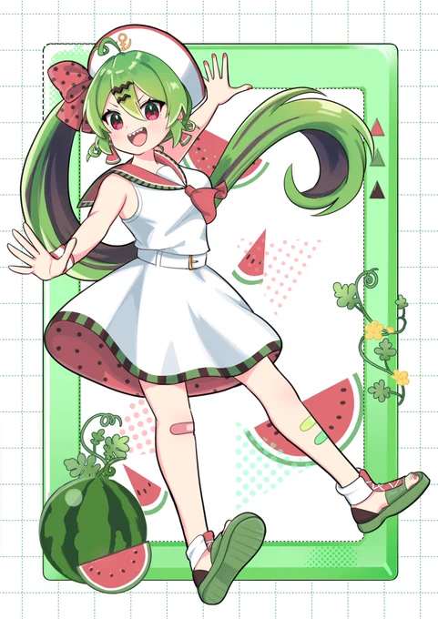 セーラー×スイカ #オリジナルイラスト  #OC 