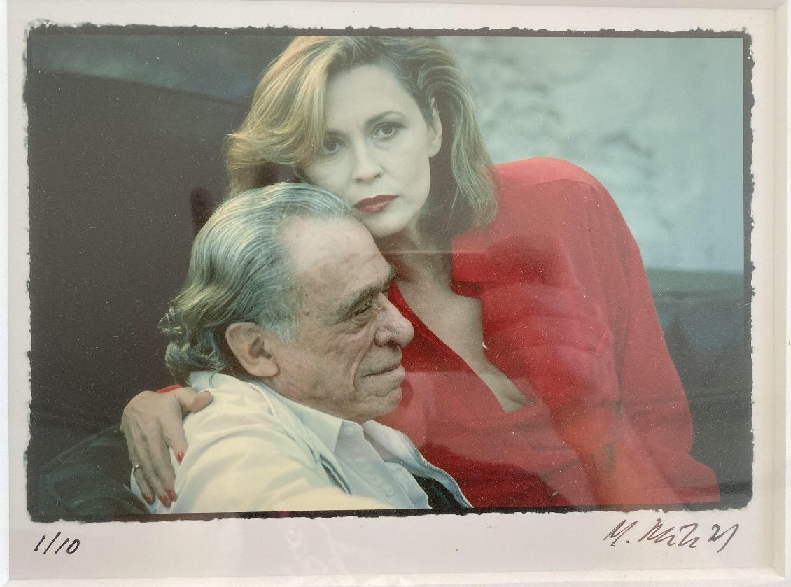 Charles Bukowski and Faye Dunaway in the set of Barfly