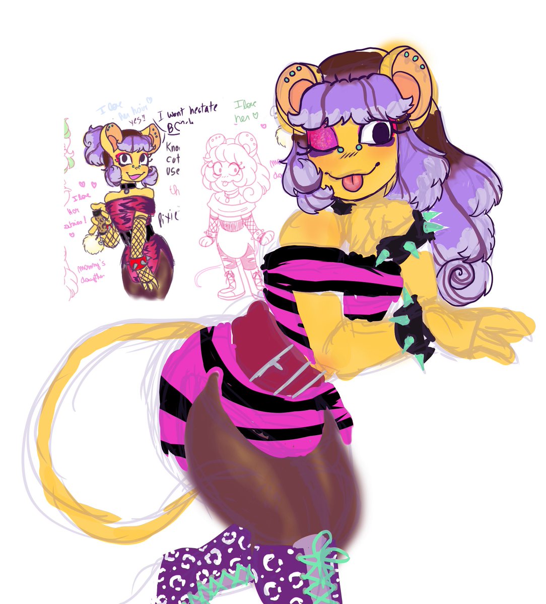 Nana_RedClover's tweet photo. here's one fan child between sweetie mouse, @LiliDivine_arts's oc, and wally darling in the hyper pop punk au. she has a twin brother that i might post picture of later.
#welcomehome
#welcomehomeau
#welcomehomeoc
#pixiedarling
#hyperpoppunk
#hyperpoppunkau https://t.co/QDbUNighid