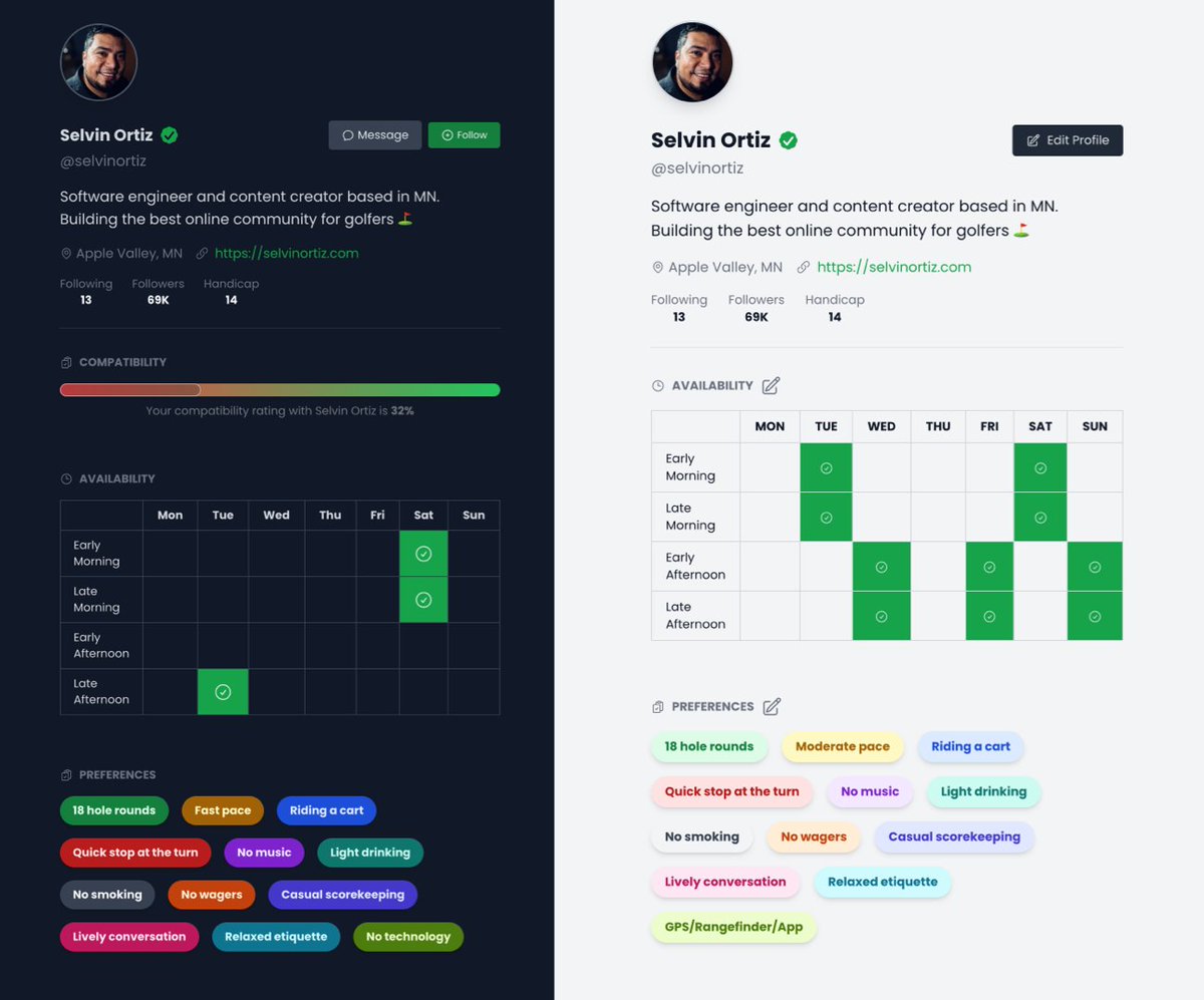 Here is a sneak peek at Parchaser ⛳️

Never play solo or get paired with randoms again 🏌️‍♂️

I've had the idea in my head for over two years. Now, with the support of my local golfing community, I'm bringing it to life.

If you'd like to be one of the first to try it out, please