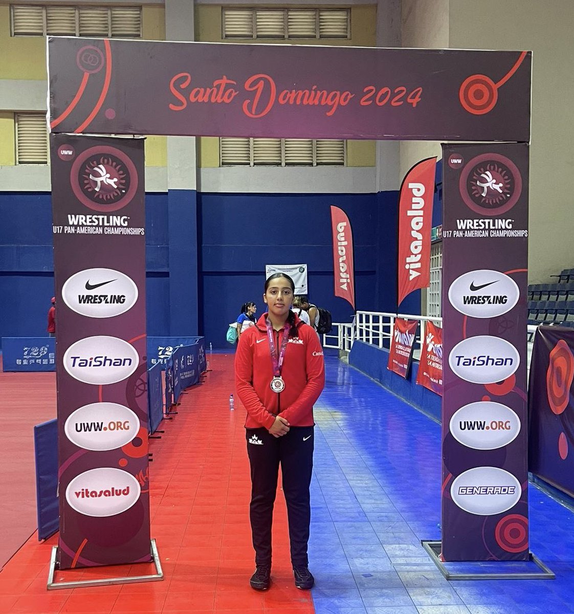 GurpreetSSahota's tweet photo. Canadian-born Khushi Kaur Jhalli (15) is a three-time national medalist. On June 28, 2024, she competed in the Pan American Championships in the Dominican Republic, where she wrestled in four matches, winning three and losing one, ultimately earning a silver medal for Canada.

She attends Guildford Park Secondary School in Surrey and competes in the 69kg weight category.
