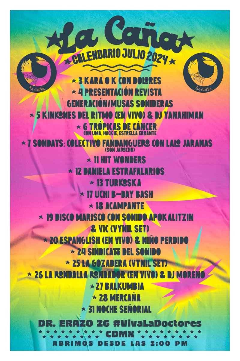 Recuperándonos del fin pero julio viene con todo!!! <a href="/GeneracionRe/">Revista Generación</a> <a href="/doloresblackk/">DoloresTv</a> <a href="/hackiemusic/">🍉 Hackie 🍉</a> <a href="/espanglishmusic/">Espanglish</a> <a href="/Acampante/">Acampante.com</a> <a href="/uchidakiller/">DERRETIDA</a> <a href="/poemasculeros/">Daniela Larios</a> <a href="/EmilianoMaes/">Emiliano Escoto</a> <a href="/Misschulas/">Luna Negra</a> <a href="/DjApokalitzin/">SONIDO APOKALITZIN</a> #sindicatodelsonido #balkumbia #niñoperdido #rondallarondador #djmorelos #lalojaranas