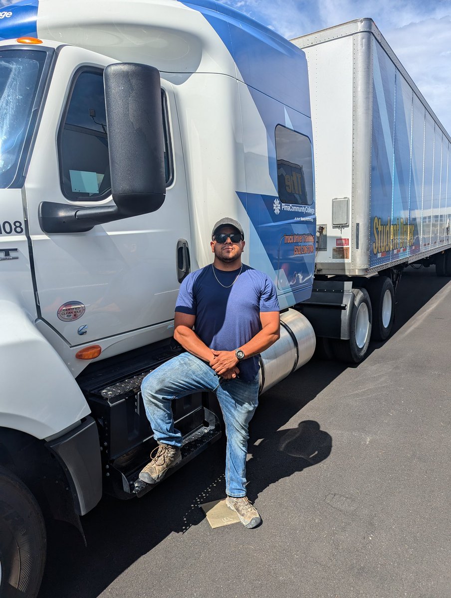 PCCTruckDriver's tweet photo. Congratulations to Gino C. for passing his Class A #CDL this afternoon. Gino is researching local driving jobs options. Way to go, Gino! #PimaCCWorkforce #StudentSuccess https://t.co/qoHqNinrpW