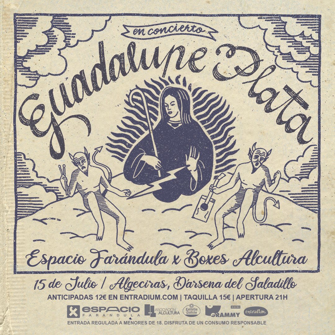 Aprovechando la festividad de la Virgen del Carmen, el día 15 de Julio tendremos una visita muy especial. Vuelven a Algeciras  nuestros queridos <a href="/guadalupeplata/">Guadalupe Plata</a>. En esta ocasión lo vamos a disfrutar al aire libre del patio de <a href="/ALCultura/">Asociación Alcultura</a>  💛✖️🚀
Entradas entradium.com/events/guadalu…