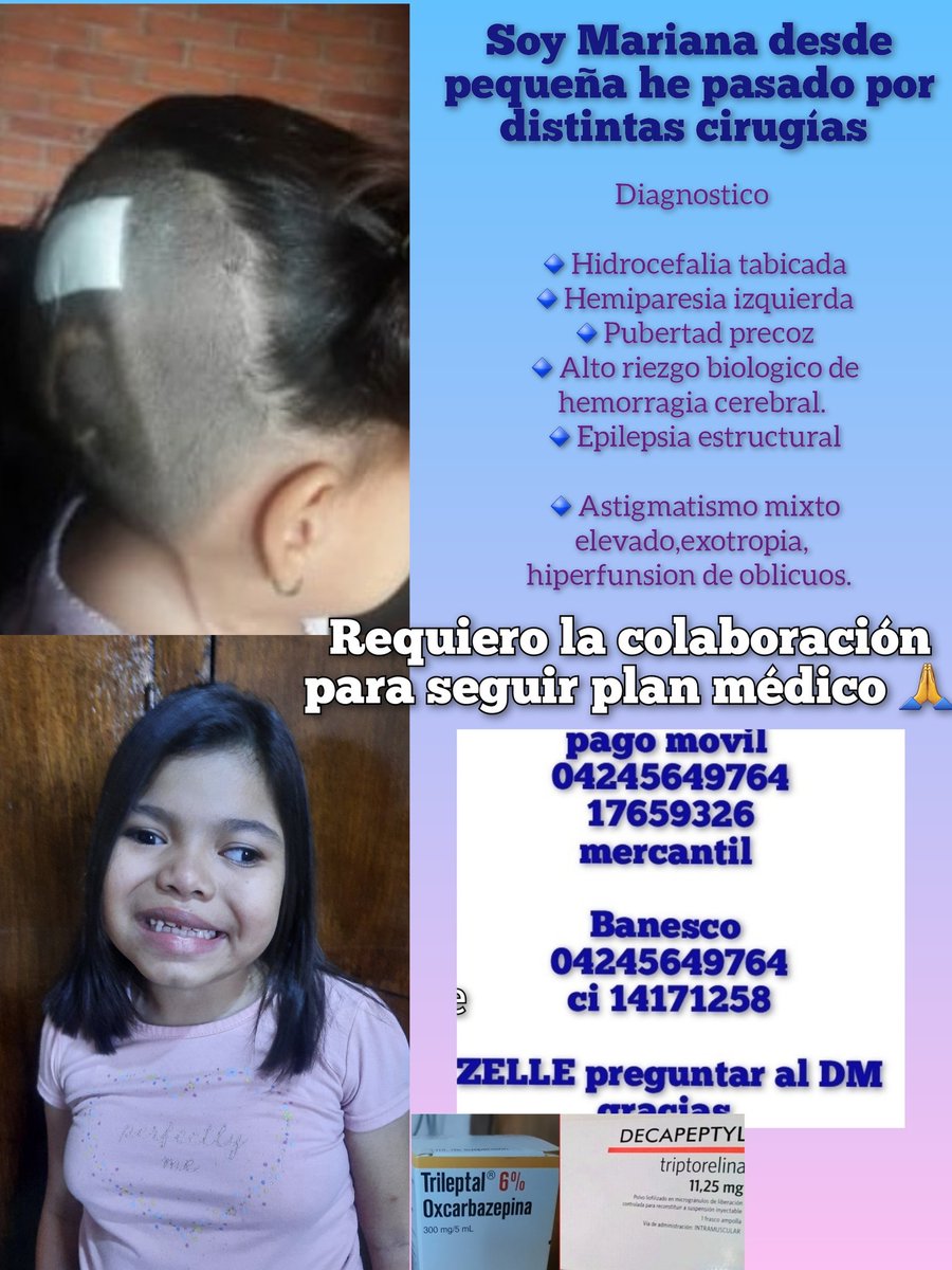 Hasta hoy tengo anticonvulsivo 😔 y requiero completar para amp decapeptyl faltan $100 cada granito va sumando.
Sin mis tratamientos m veo afectada.
pago movil 
04245649764
17659326
mercantil 

Banesco 
04245649764
ci 14171258

Zelle preguntar 🙏