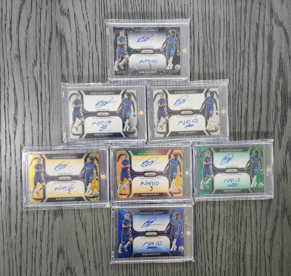 Hailingball's tweet image. Just a little update on my 23/24 Prem Prizm Mudryk/Madueke Rainbow Chase! How am I doing? 😉🤔🤪😏