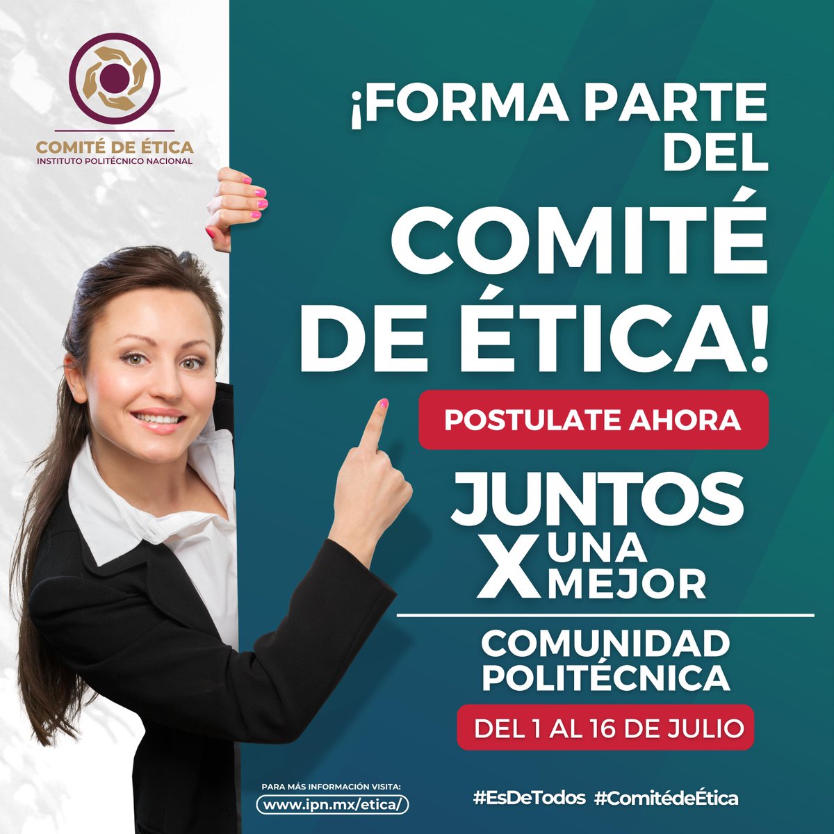 ¡Únete a nuestro equipo! 🎓 Sé parte del Comité de Ética del IPN. Consulta la convocatoria y ¡regístrate AHORA! ✅