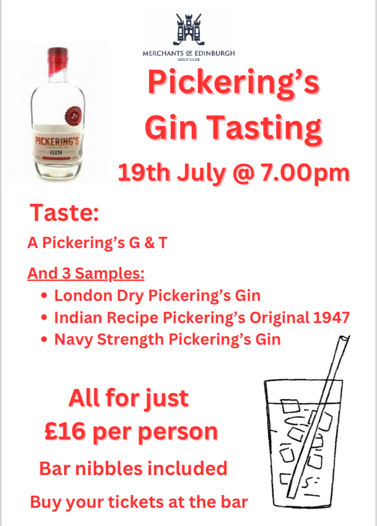 MerchantsGolf's tweet photo. Enjoy gin? How about Pickering’s gin? Their team, from Summerhall distillery,  will  host  a great event in our clubhouse on Friday 19 July. It’s  a great way to start the weekend! Why not join us? Book now at the bar or call on 01314471219. #gintasting #pickeringsgin #edinburgh https://t.co/2IXTH90Y8a