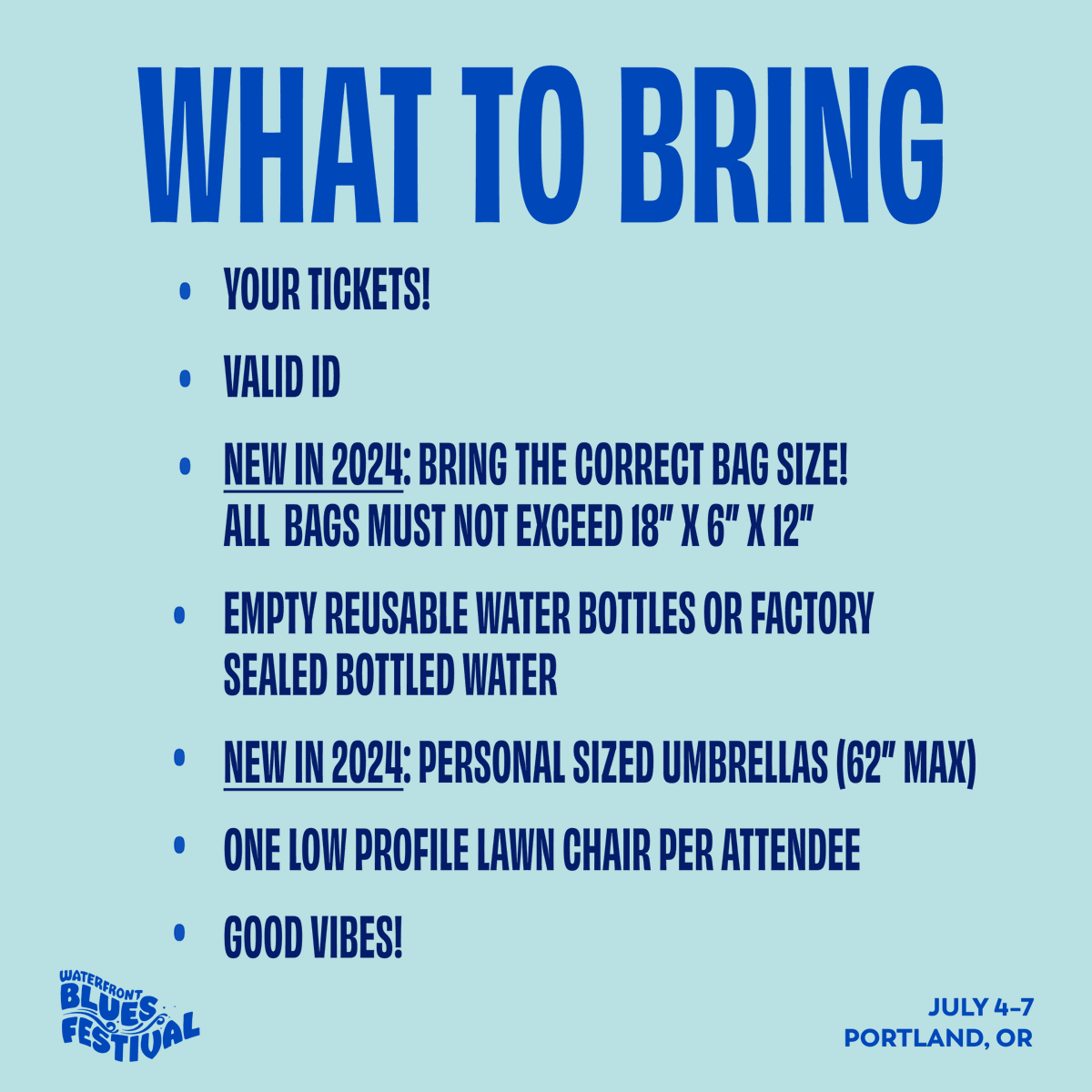 WaterfrontBlues's tweet photo. Blues fam, it's almost go time! 💙✨ Make sure you review our Know Before You Go and FAQ pages (linked below/in bio) so you're prepared for the best fest ever!

https://t.co/qX4nUWIlAU

https://t.co/Hv8M0U1AbB https://t.co/0KmmF3RWKJ