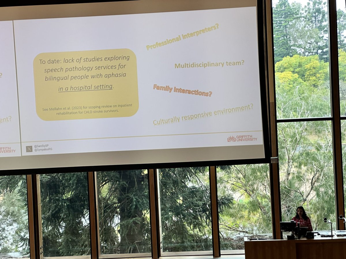 Excellent presentation by <a href="/SamSiySP/">Samantha Siyambalapitiya ☸</a> at <a href="/IARC2024/">IARC2024</a> about speech pathologists working with bilingual speakers with aphasia.  <a href="/SympaticoRG/">Sympatico Research Group</a>