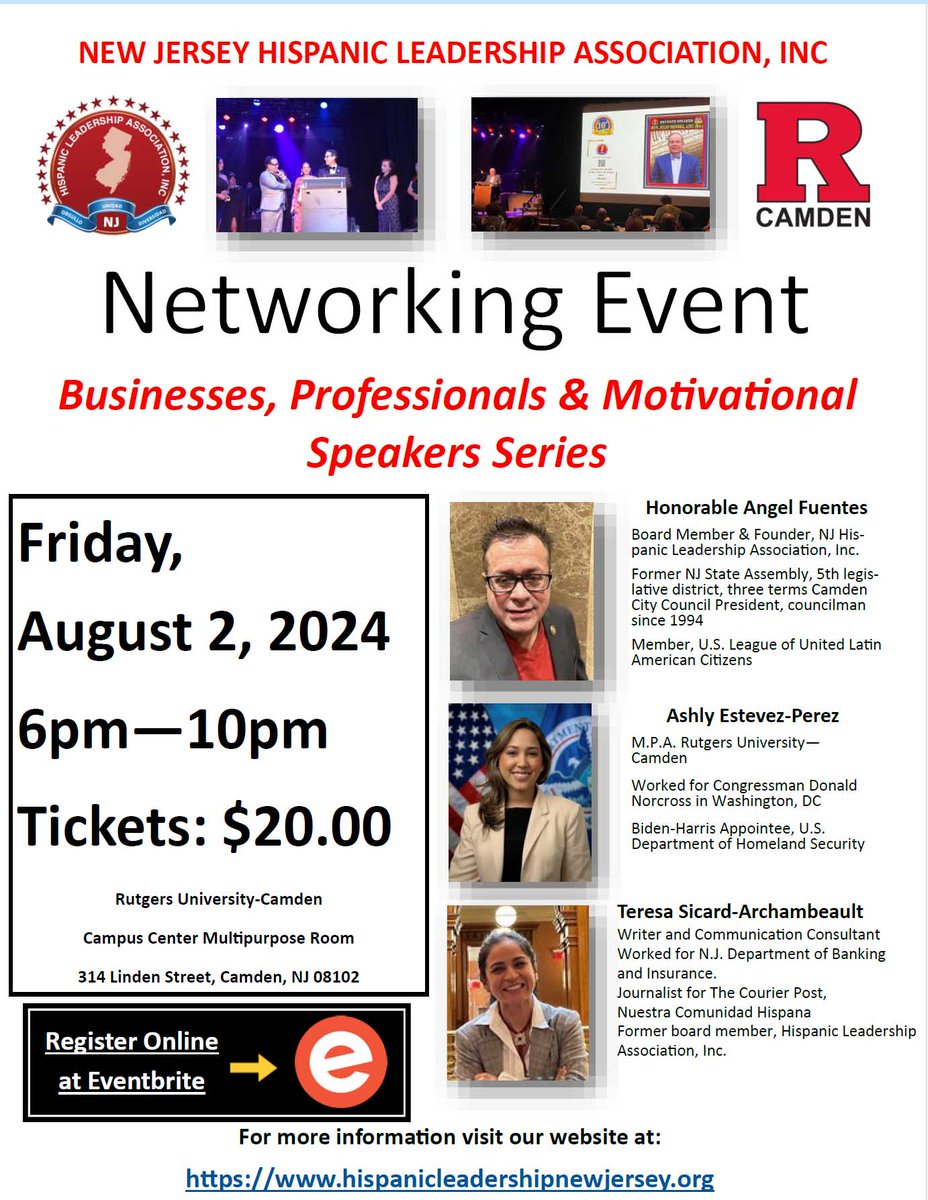 NJ-HLA Networking Event — "Businesses, Professionals &amp; Motivational Speakers Series.” Visit Eventbrite or our website for tickets! eventbrite.com/e/businesses-p…