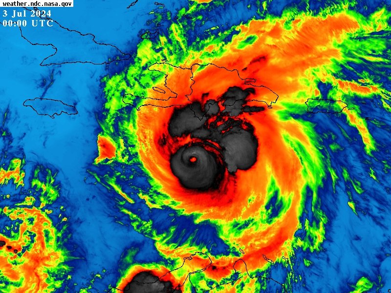 weatherjamaica's tweet photo. ATTENTION! The U.S. Hurricane Center has just issued their 7 PM update, stating that Beryl is still a Category 4 major hurricane with maximum sustained winds of 150 mph down from 155. She is still a dangerous hurricane that can bring catastrophic damage from her winds and rain. https://t.co/ZncJsocsMT