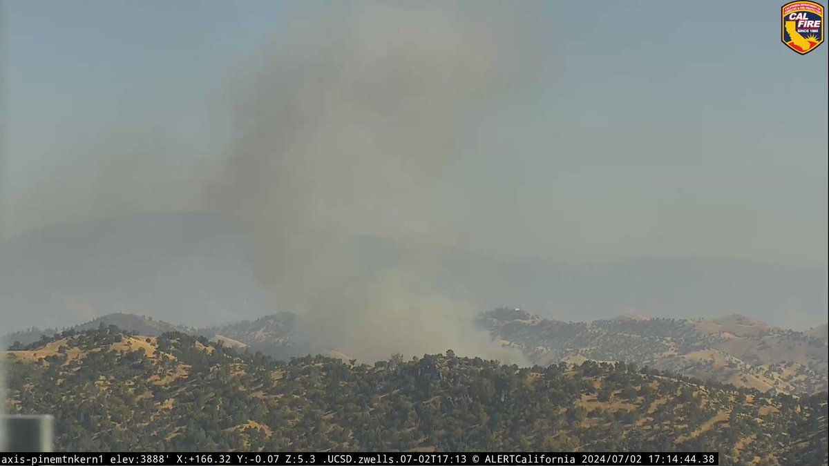 KernFiregraph's tweet photo. New vegetation fire 178 highway & Rancheria Road with smoke visible on cameras. #PowerFire. https://t.co/qLbwS0NzI1