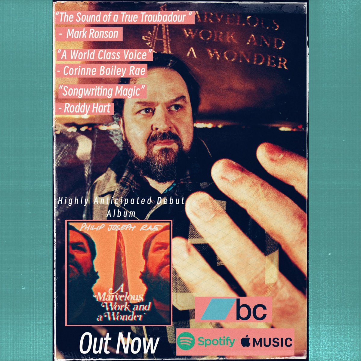 Philip Joseph Rae (@philipjosephrae) on Twitter photo "A Marvellous Work and A Wonder" the Record of Note on this weeks <a href="/BBCRoddyHart/">The Roddy Hart Show</a> show @bbcscotland !!!!
Massive thanks to <a href="/roddyhart/">Roddy Hart</a> and <a href="/sonicbull/">Richard Bull</a> for incredibly kind words and the continued support.
Listen on Spotify etal available to buy from Bandcamp and Vinyl pre order. "A Marvellous Work and A Wonder" the Record of Note on this weeks <a href="/BBCRoddyHart/">The Roddy Hart Show</a> show @bbcscotland !!!!
Massive thanks to <a href="/roddyhart/">Roddy Hart</a> and <a href="/sonicbull/">Richard Bull</a> for incredibly kind words and the continued support.
Listen on Spotify etal available to buy from Bandcamp and Vinyl pre order.