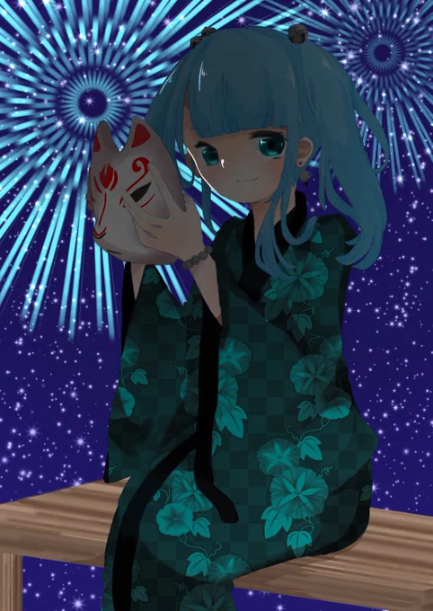 ピアプクロウですホー!今日もピアプロに投稿された作品を紹介していくホー☆クラゲさんのミクさん!狐のお面を外し、ニコッと微笑む姿が素敵だホー…(*'▽')【】 #piapro #初音ミク