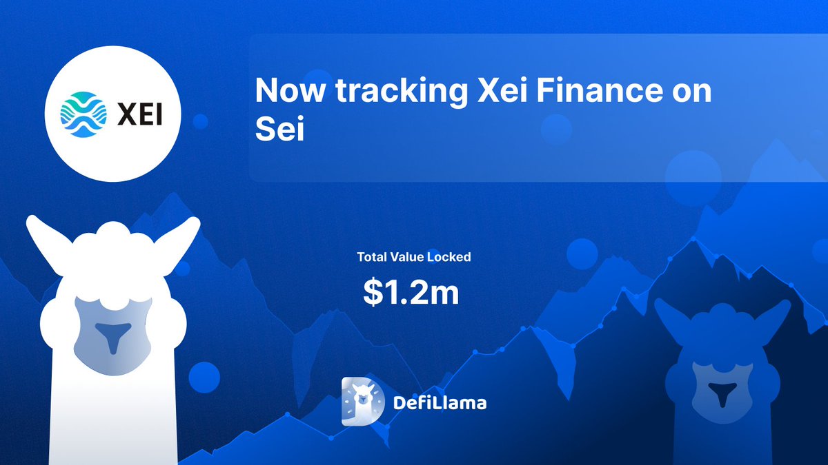 DefiLlama's tweet image. Now tracking @XeiFinance on @SeiNetwork 

XEI is a DEX on the SEI Network's EVM-compatible chain, featuring self-custody trading, AMM swaps, liquidity concentration, limit orders, decentralized perp swaps, fast execution, MEV-proof transactions, and social wallet compatibility