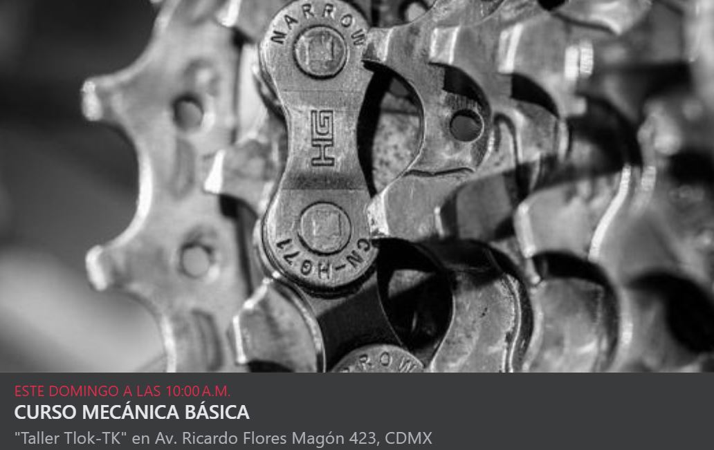 #CursoMecánicaBásica #Bicicletas🚲 🔧
📅DOM 7 JUL 
⏰10-2 PM   ¡No termines el año sin aprender algo nuevo! 
📍maps.app.goo.gl/sRsXTFXpKKkXQH…
+INFO: 5583488170 #EventoFB fb.me/e/7s41q8Wd8 <a href="/AbrilReza/">ABRIL REZA</a>