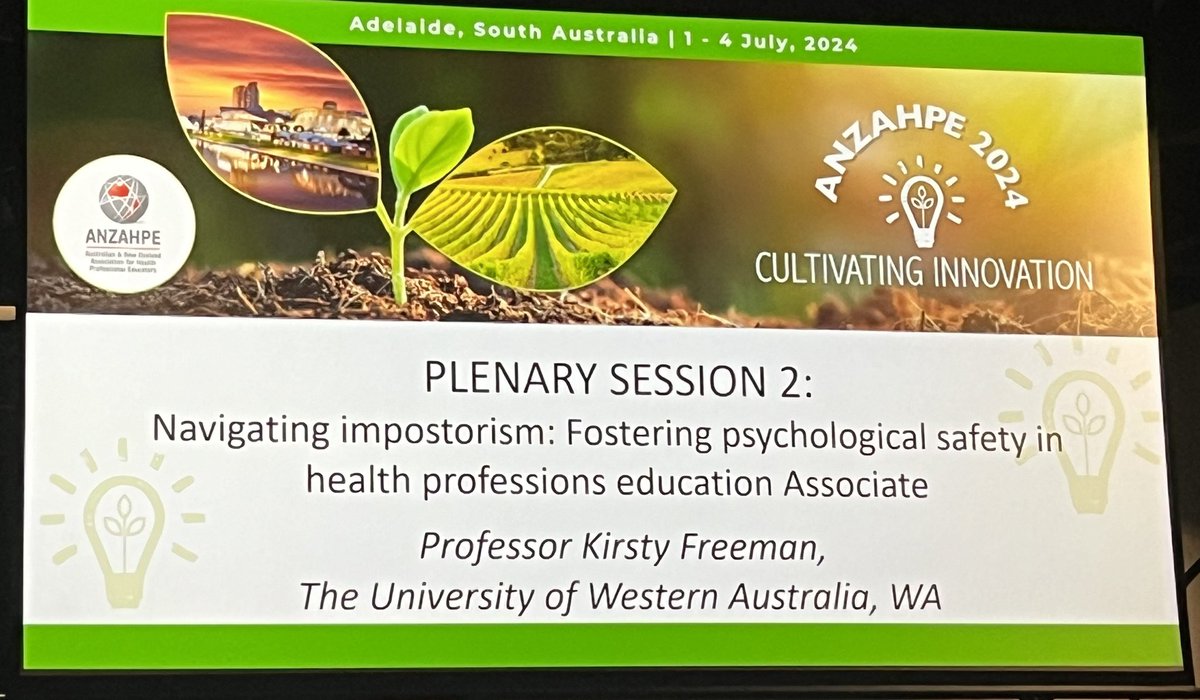 I could relate everything in this keynote with me and how I feel sometimes. Thanks for your insights Prof Kirsty Freeman. 
<a href="/Monash_MCSHE/">MCSHE</a> 
#ANZAHPE2024