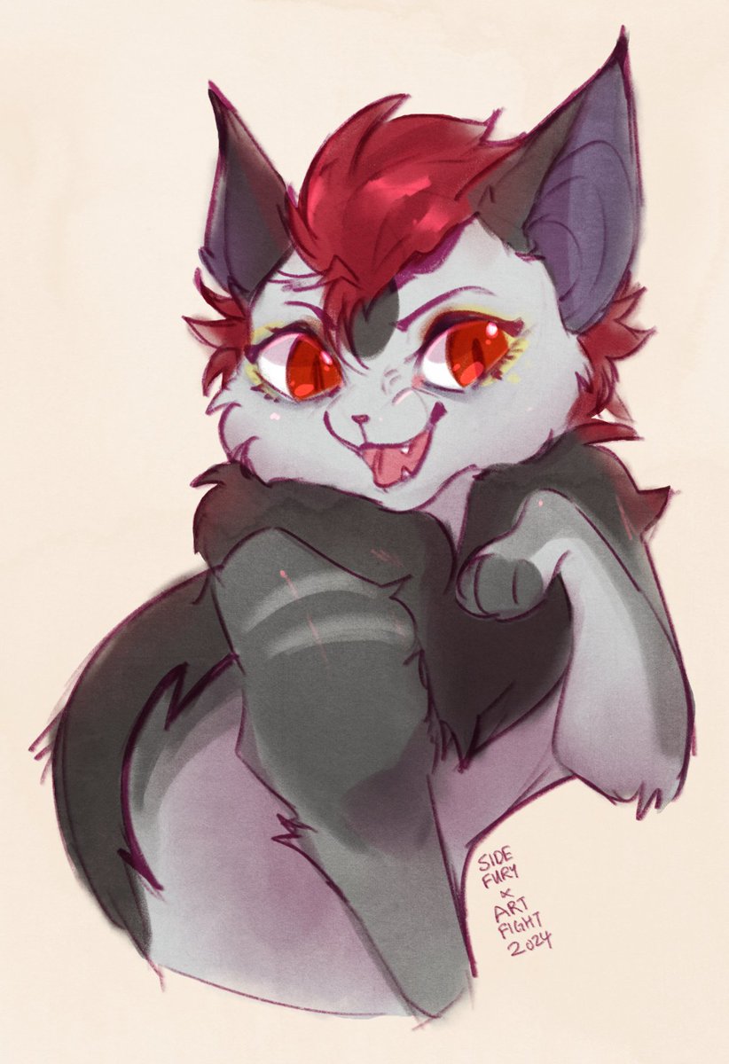 sidefury's tweet image. yo that art be fightin -- #artfight2024 for V3sterp0nk, MsCatalystic and @KittenCanadian !! stabs