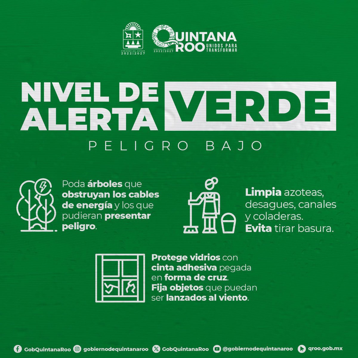 ¡Actualización huracán #Beryl, categoría 4⚠️! Continuamos en #AlertaVerde 🟢, por el acercamiento del huracán Beryl. 🌀

El centro del huracán Beryl de categoría 4 en la escala Saffir-Simpson se localiza a 580 km al este-sureste de Kingston, Jamaica, y a 1,695 km al este-sureste