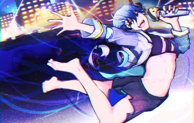 あいせさんのKAITOさん!スポーティな水着スタイルだホー!アイス型のマイクもとってもクールだホー(`・ω・')b【】 #piapro #KAITO 