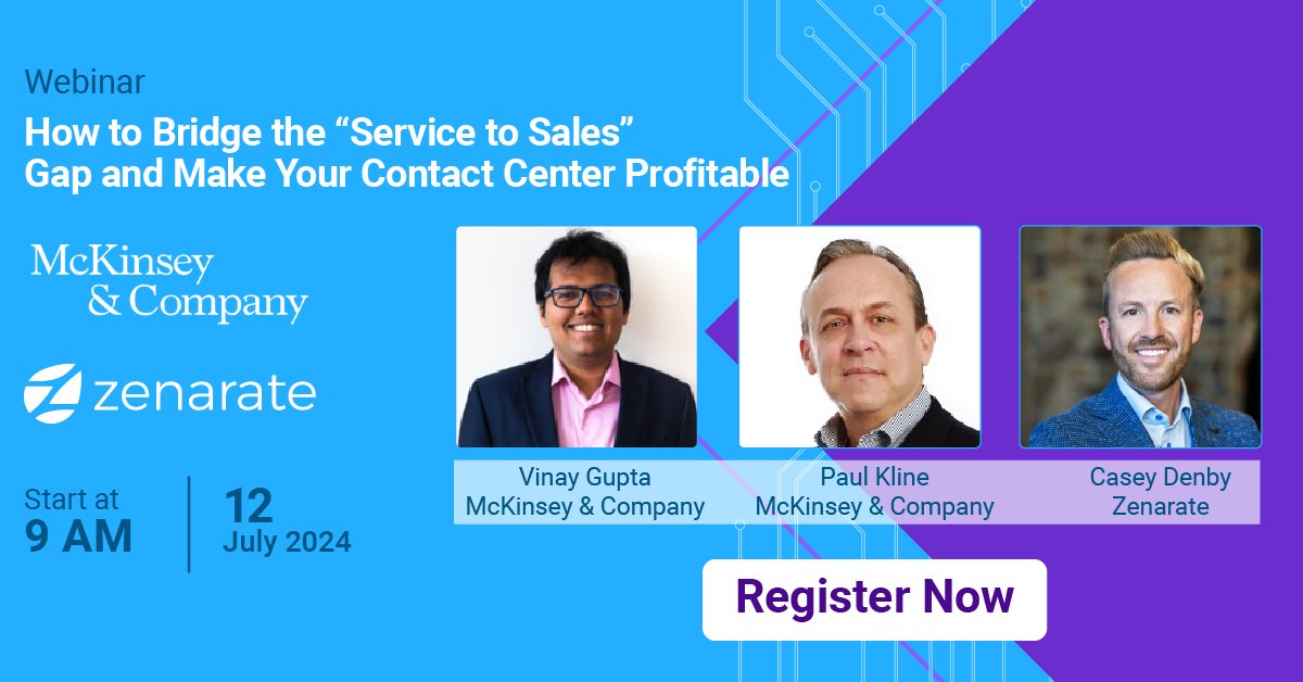 🤝 From Service to Sales: Your Path to Profitability 🤝 Join industry leaders from McKinsey and Zenarate in our webinar, "How to Bridge the 'Service to Sales' Gap and Make Your Contact Center Profitable." 
hubs.la/Q02Fbmw50

 #SalesConversion #ContactCenterTraining