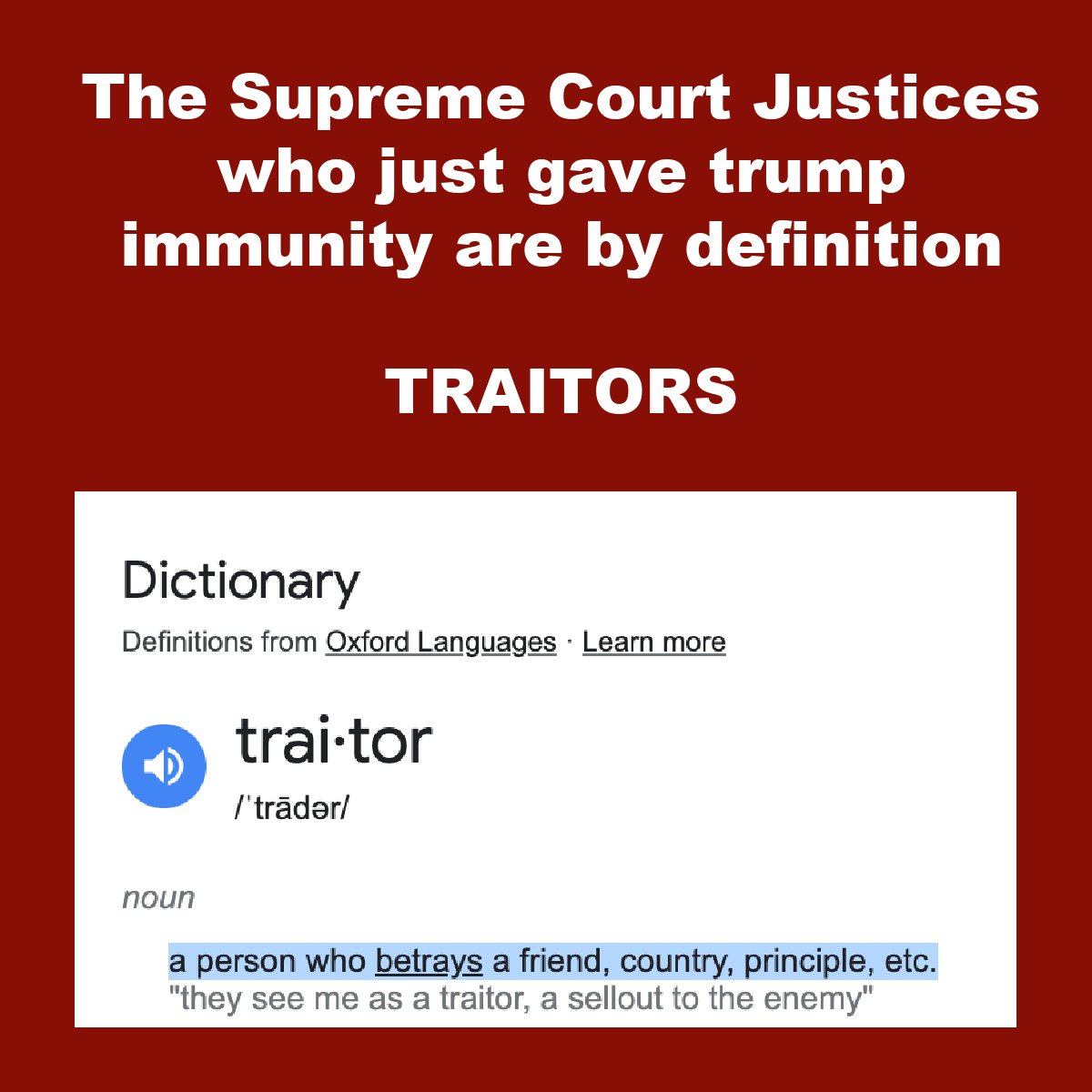 SeaGlassVisions's tweet photo. @lourdesgnavarro These supreme court justices are - BY DEFINITION - TRAITORS! PLEASE IMPEACH THEM! https://t.co/FBCCo8HFga