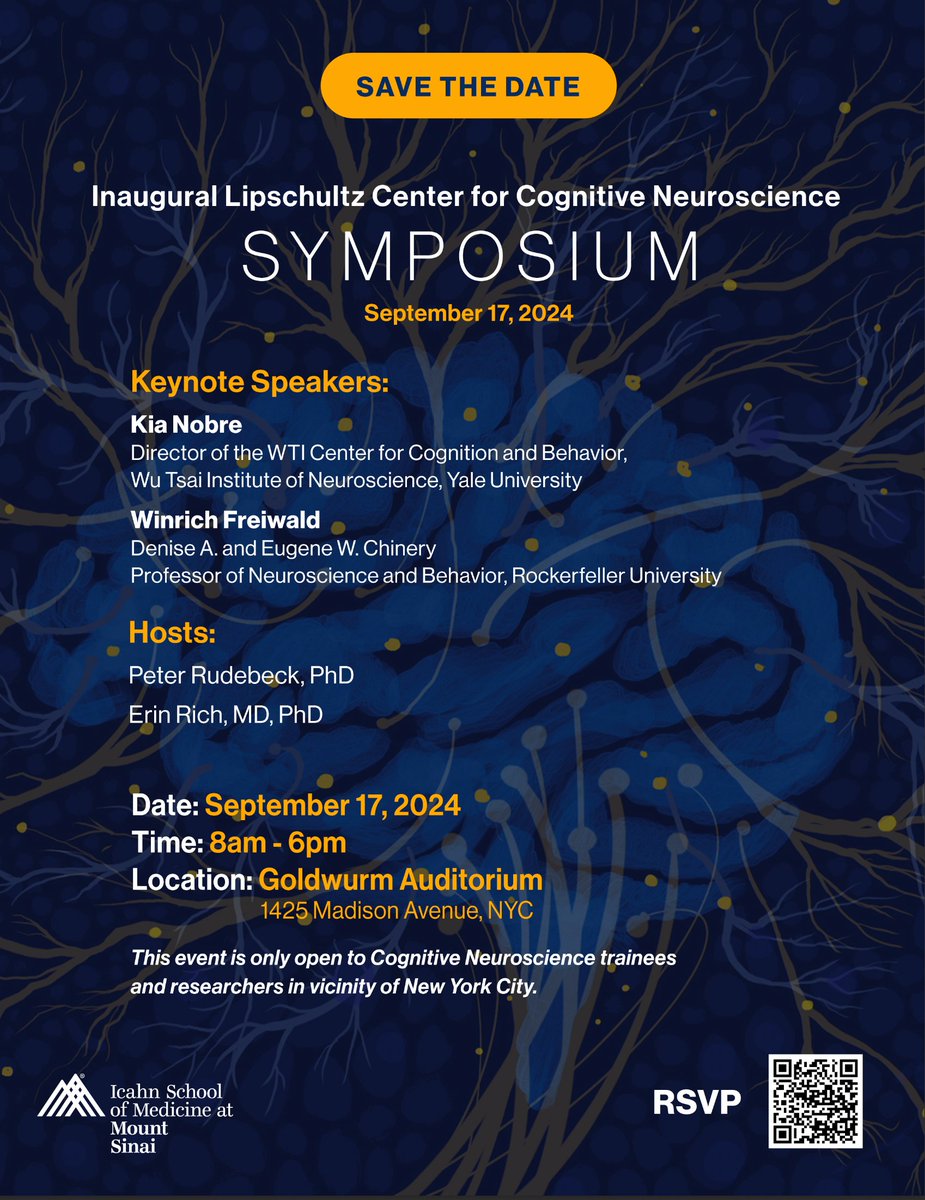 Eric J. Nestler, MD, PhD (@ericjnestler) on Twitter photo Save the date! Sept 17 2024 for the Inaugural Symposium of <a href="/SinaiBrain/">Friedman Brain Institute</a>'s Lipschultz Cognitive Neuroscience Center, which will highlight the outstanding efforts underway in the NY metropolitan area to understand the neural circuit mechanisms of higher cognitive function. RSVP now! Save the date! Sept 17 2024 for the Inaugural Symposium of <a href="/SinaiBrain/">Friedman Brain Institute</a>'s Lipschultz Cognitive Neuroscience Center, which will highlight the outstanding efforts underway in the NY metropolitan area to understand the neural circuit mechanisms of higher cognitive function. RSVP now!