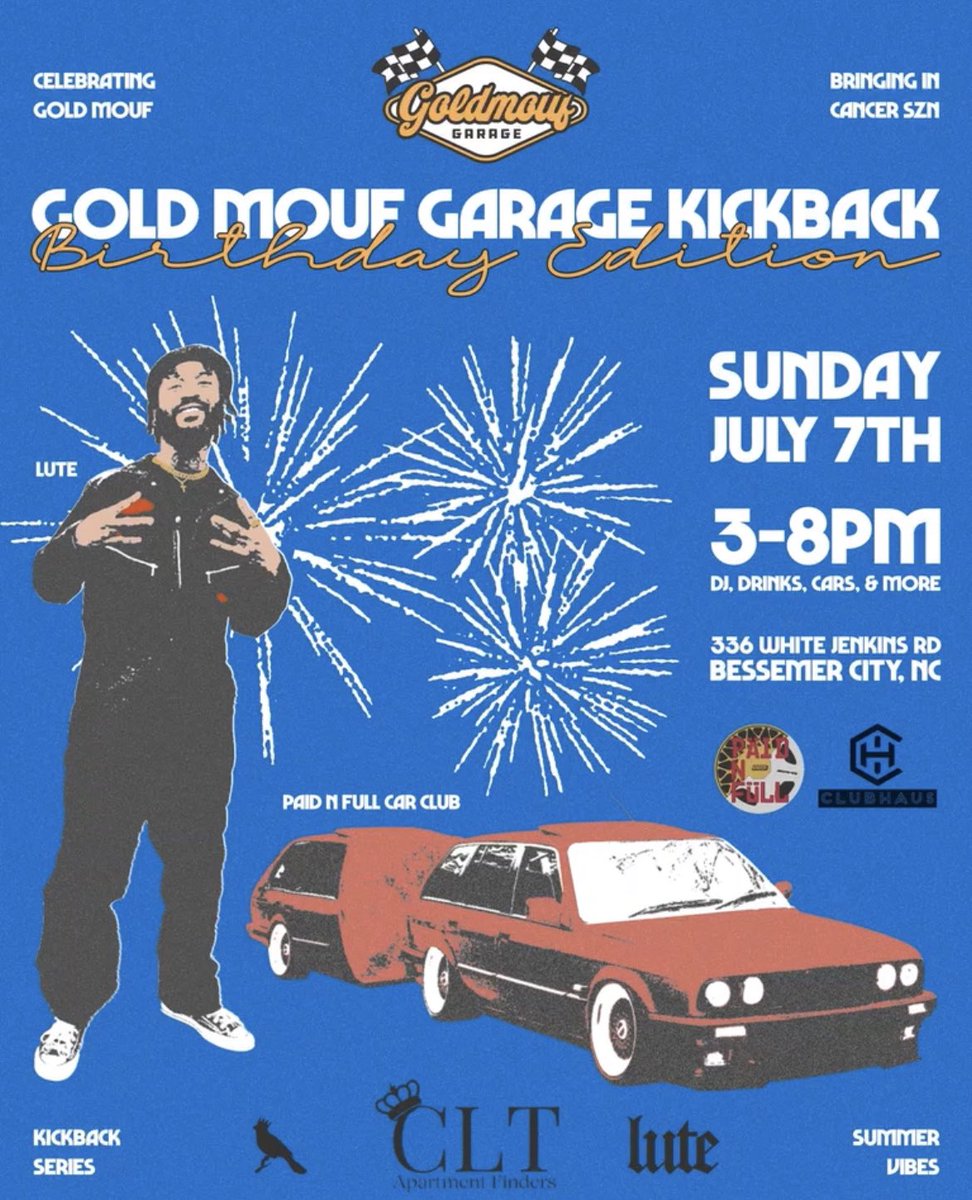 Some things you can’t control but fuck it we still turning up Sunday July 7th at Goldmouf Garage.. as for august 17th we going to have the time of our mf life 🫶🏾.. see you soon.