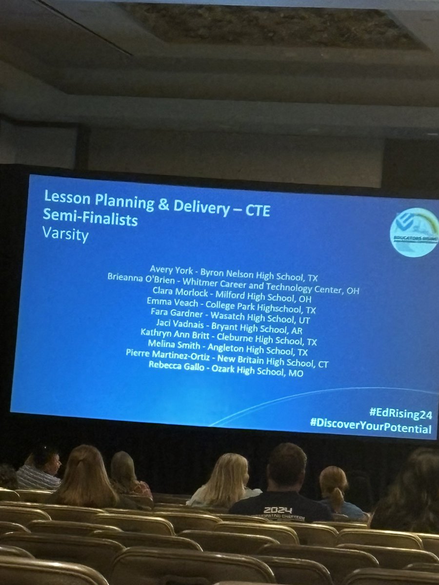 Also CONGRATS to Brie O’Brien for placing FIFTH in the nation at the 2024 Educators Rising National Conference in Lesson Planning - CTE!

Brie planned a Career Tech lesson plan, videoed herself teaching the lesson and then did a thorough reflection on the lesson for the judges!