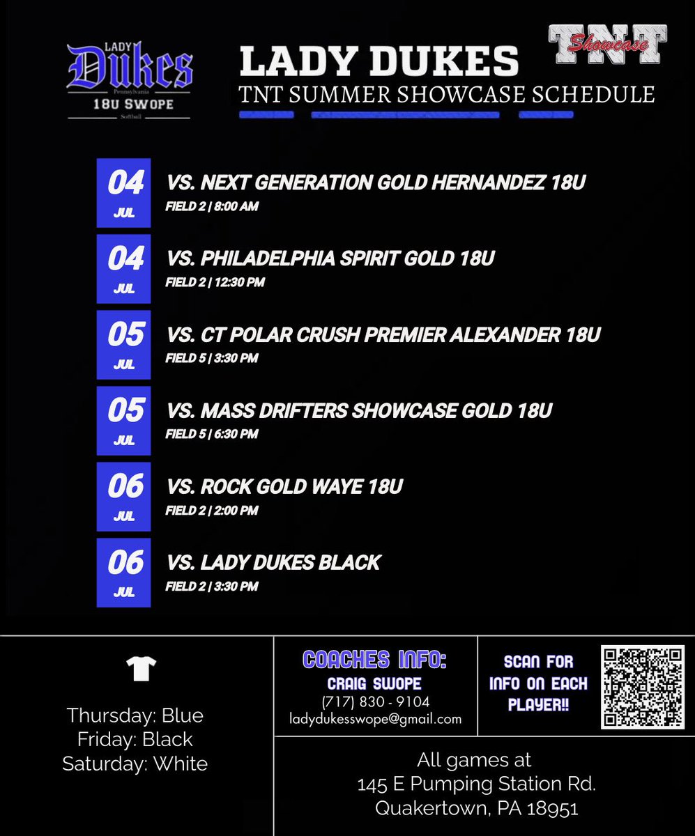 Annabelle Helt (@annabellehelt29) on Twitter photo Schedule for this weekend at TNT with @PaLadyDukes18U
<a href="/marissa_pullo/">Marissa Pullo</a> <a href="/tfost00/">Travis Foster</a> <a href="/Gannon_Softball/">Gannon_Softball</a> <a href="/SRU_Softball/">Slippery Rock Softball</a> <a href="/KUBearsSoftball/">Kutztown University Softball</a> <a href="/StonyBrookSB/">Stony Brook Softball</a> <a href="/MonmouthSB/">Monmouth Softball</a> <a href="/ESUSoftball/">Jaime Wohlbach</a> Schedule for this weekend at TNT with @PaLadyDukes18U
<a href="/marissa_pullo/">Marissa Pullo</a> <a href="/tfost00/">Travis Foster</a> <a href="/Gannon_Softball/">Gannon_Softball</a> <a href="/SRU_Softball/">Slippery Rock Softball</a> <a href="/KUBearsSoftball/">Kutztown University Softball</a> <a href="/StonyBrookSB/">Stony Brook Softball</a> <a href="/MonmouthSB/">Monmouth Softball</a> <a href="/ESUSoftball/">Jaime Wohlbach</a>