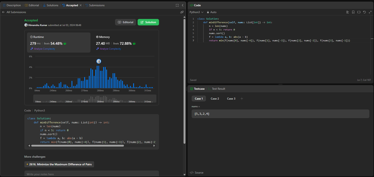 Himanshu_kr9192's tweet image. Proud to keep my #dailystreak alive on #leetcode with today's challenge! Consistency is key in honing those problem-solving skills. @LeetCode
leetcode.com/problems/minim…
#develper #CodeNewbies #dsacoding #python #codingchallenges #DSA #100DaysOfCode #dsacoding #connect #algorithm