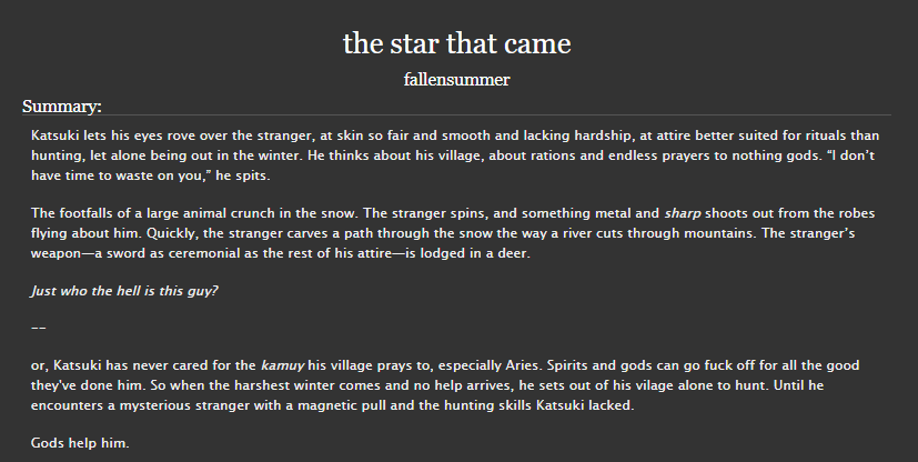 SO SO very thrilled to share my fic for <a href="/fantasybkdkzine/">Of Love & Lore: A Fantasy BKDKBK Zine (Archived)</a>  which features the amazing <a href="/shinsatelier/">Shin✨@shinsatelier.bsky.social</a>'s art!

it's been a long-time dream of mine to write fantasy, so i'm so grateful to have created for this! (this is also probably one of my fave pieces ✨)

archiveofourown.org/works/57086689