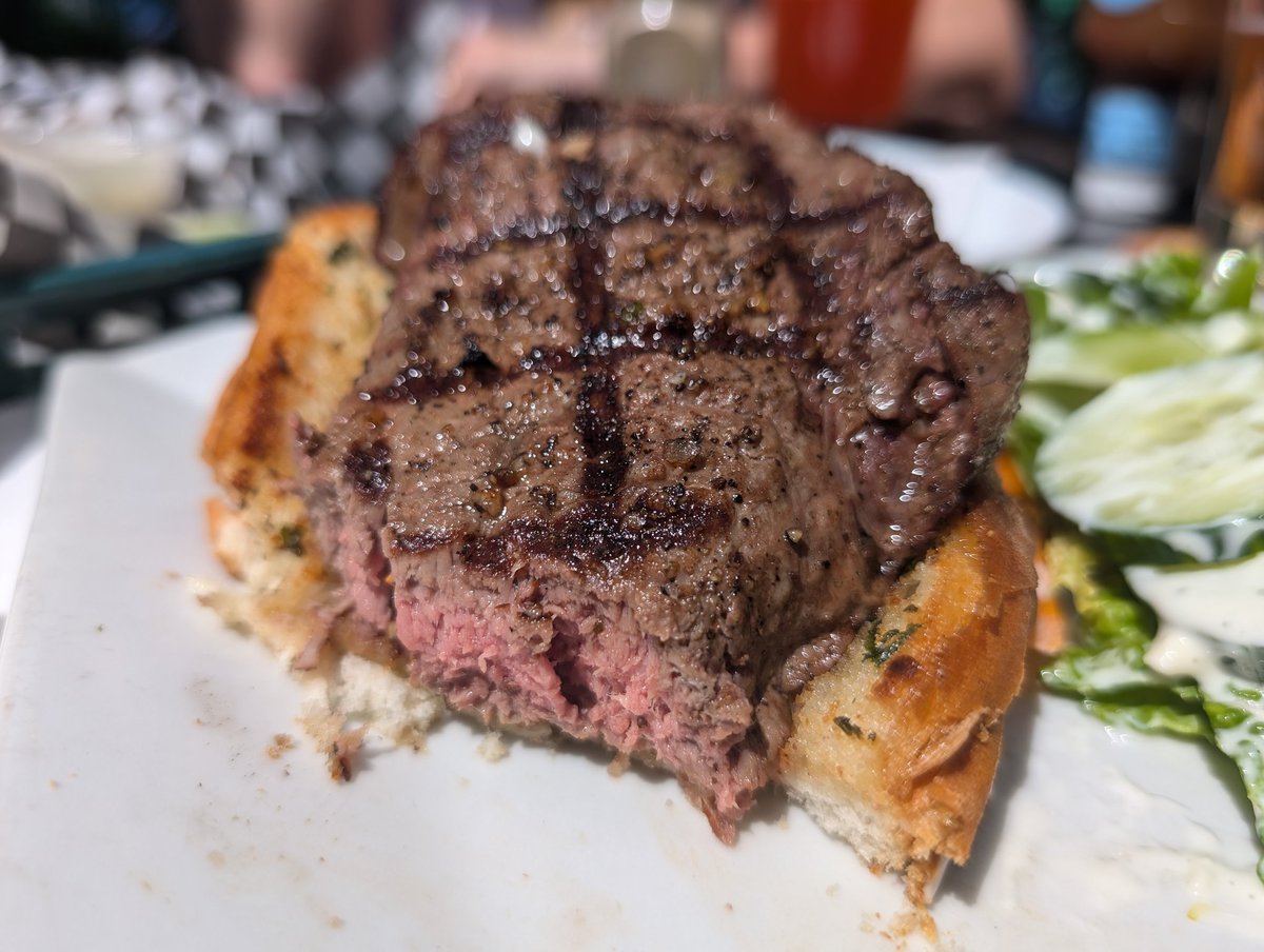 Stranded in Calgary due to the WestJet strike so I had to have my favourite Calgary meal: steak sandwich and dry ribs at Regal Beagle.