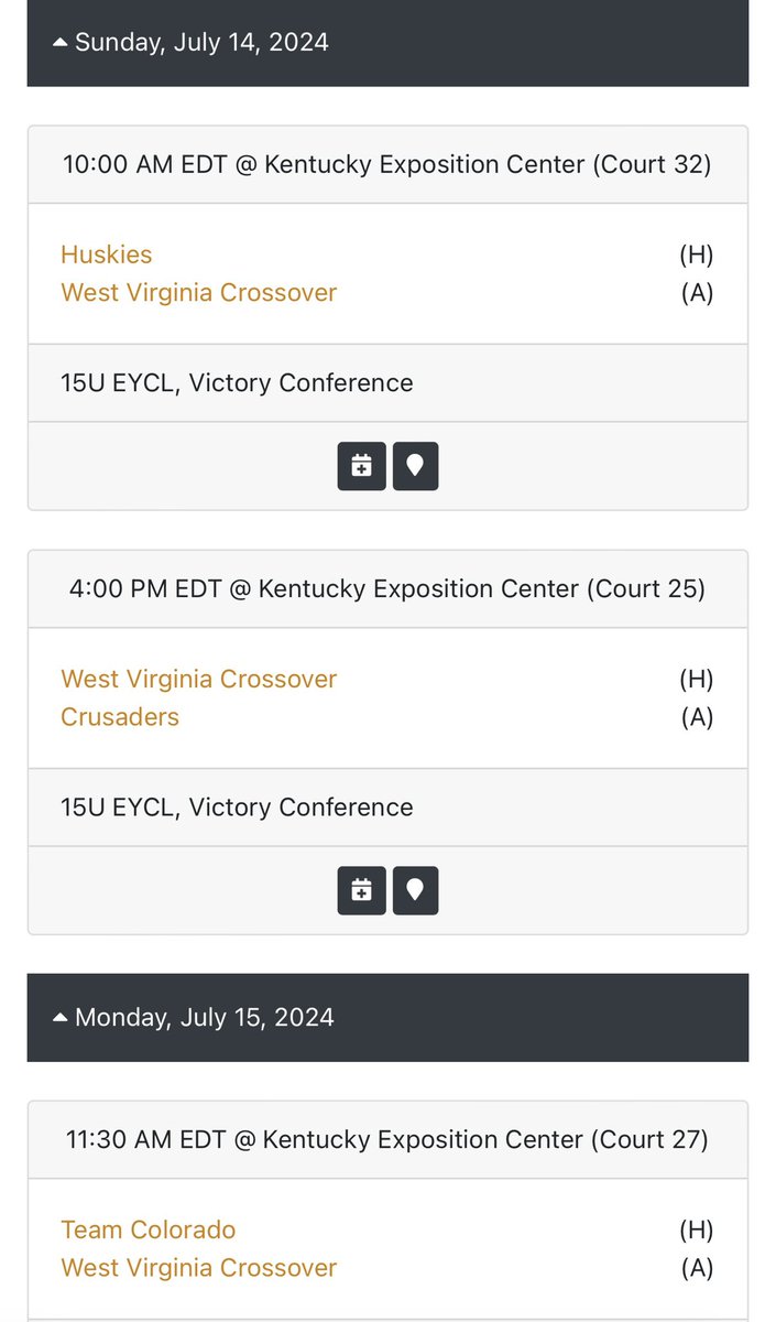 Callie DeHart (@callied2028) on Twitter photo Come watch me and my team <a href="/WVCrossover2027/">WV Crossover 2027</a> play at RUN4theROSES July 12-15 in Louisville KY!
Excited to face some great competition!
<a href="/NikeGirlsEYBL/">Nike Girls EYBL</a> <a href="/Coach_Barrick/">Coach Tom Barrick</a> <a href="/PGH_Ohio/">Prep Girls Hoops Ohio</a> <a href="/TFNsRun4Roses/">TFN's Run 4 Roses</a> <a href="/JrAllStarBB/">Jr. All-Star Girls Basketball</a> #basketball #aaubasketball #classof2028 GAME SCHEDULE⬇️‼️ Come watch me and my team <a href="/WVCrossover2027/">WV Crossover 2027</a> play at RUN4theROSES July 12-15 in Louisville KY!
Excited to face some great competition!
<a href="/NikeGirlsEYBL/">Nike Girls EYBL</a> <a href="/Coach_Barrick/">Coach Tom Barrick</a> <a href="/PGH_Ohio/">Prep Girls Hoops Ohio</a> <a href="/TFNsRun4Roses/">TFN's Run 4 Roses</a> <a href="/JrAllStarBB/">Jr. All-Star Girls Basketball</a> #basketball #aaubasketball #classof2028 GAME SCHEDULE⬇️‼️