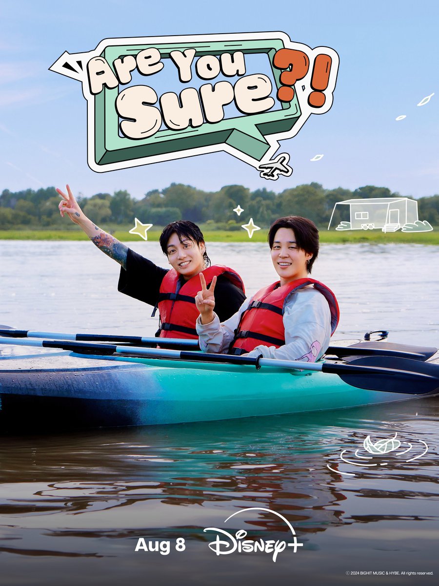 italianarmyfam_'s tweet photo. 🚨UFFICIALE: Il nuovo documentario di JIMIN e JUNGKOOK, intitolato “Are You Sure?!”, uscirà quest’estate su Disney Plus! Avrà otto episodi in totale: i primi due episodi usciranno l'8 agosto, seguiti da un episodio ogni giovedì.

Le riprese sono iniziate subito dopo l'esibizione di JUNGKOOK a New York lo scorso Luglio: il duo ha visitato New York negli Stati Uniti, l'isola di Jeju in Corea del Sud e Sapporo in Giappone. Nello splendido scenario di ogni luogo, hanno sperimentato attività come il campeggio e la canoa, e si sono divertiti facendo shopping e cenando.

Durante il viaggio si sono imbattuti più volte in eventi imprevisti che li hanno portati a chiedersi: "Sei sicuro?", ma ponendosi queste domande hanno scoperto cosa era "sicuro" per loro.

#AreYouSure ARE YOU SURE BY JIKOOK
JIKOOK TRAVEL SHOW IS COMING