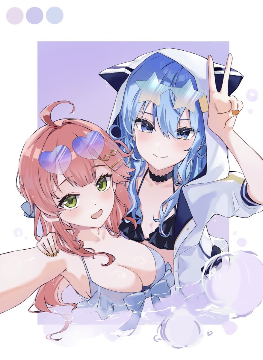 星街すいせい ,さくらみこ 「うぃぷでもうかわいい」|綾香／AYAKA💎のイラスト