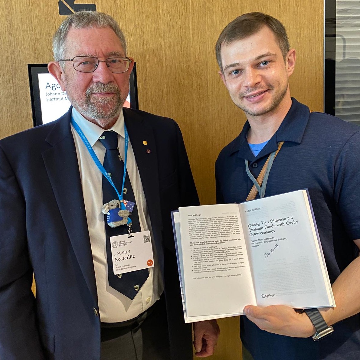 The latest update from our 10 young physics researchers at the <a href="/lindaunobel/">Lindau Nobel Laureate Meetings</a> meeting in Germany.
"Some of the Aussies chatted with Prof John C. Mather, who was given the <a href="/NobelPrize/">The Nobel Prize</a> in Physics in 2006 for his work on cosmic microwave background radiation. Prof Mather shared about