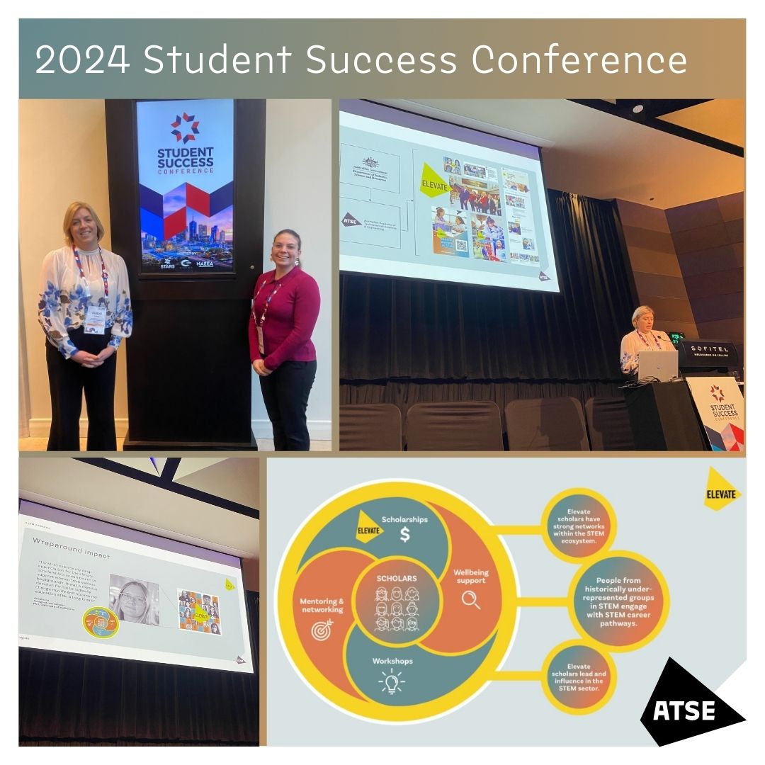 ATSE_au's tweet image. Our STEM Careers Director, Dr Alison Every, presented at the 2024 Student Success Conference today. She highlighted the wrap-around support offered to our #ElevateSTEM scholars to enhance retention of women and non-binary students in STEM.

🔗atse.org.au/what-we-do/pat…
@UniSTARSConf