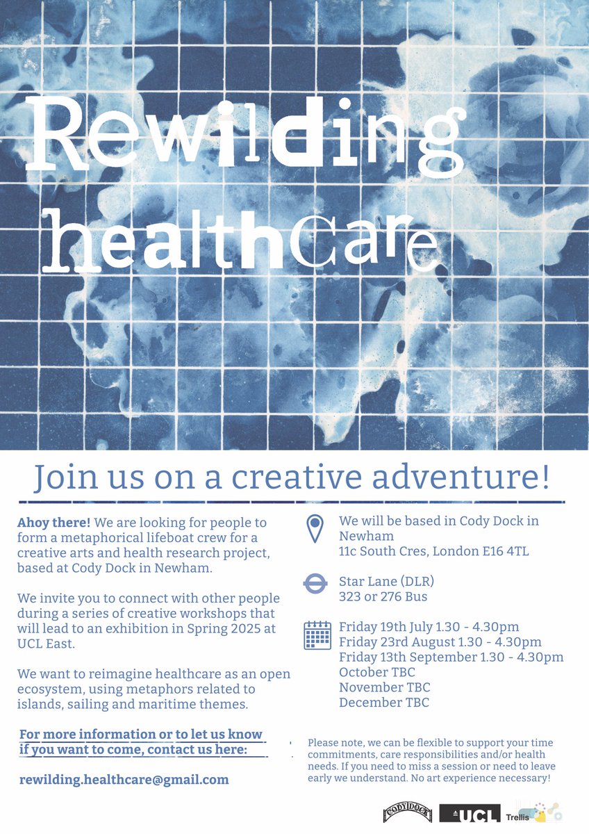 Sarah Yardley (@lavendercrew) on Twitter photo <a href="/MCPCRD/">UCL Marie Curie</a> <a href="/UCLPsychiatry/">UCL Psychiatry</a> <a href="/UCLEastEngage/">@UCLEastEngage</a> <a href="/UCLEngage/">UCL Engagement Team</a> <a href="/NewhamLondon/">Newham London 💙</a> <a href="/TowerHamletsNow/">Tower Hamlets Council</a> <a href="/CodyDock/">Cody Dock</a> @laurachops <a href="/ChurchillFship/">The Churchill Fellowship</a> pls RT to spread the word! First session 19 July <a href="/MCPCRD/">UCL Marie Curie</a> <a href="/UCLPsychiatry/">UCL Psychiatry</a> <a href="/UCLEastEngage/">@UCLEastEngage</a> <a href="/UCLEngage/">UCL Engagement Team</a> <a href="/NewhamLondon/">Newham London 💙</a> <a href="/TowerHamletsNow/">Tower Hamlets Council</a> <a href="/CodyDock/">Cody Dock</a> @laurachops <a href="/ChurchillFship/">The Churchill Fellowship</a> pls RT to spread the word! First session 19 July