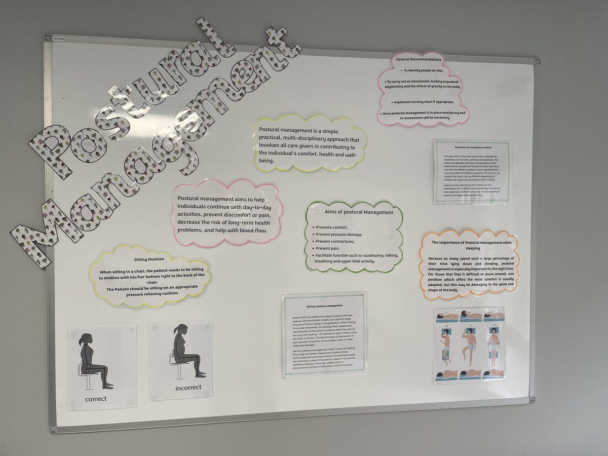 ✨ Postural Management ✨
Using our notice boards to raise awareness on the benefits of postural management and working together to create a 24 hour approach to rehab 🤝
