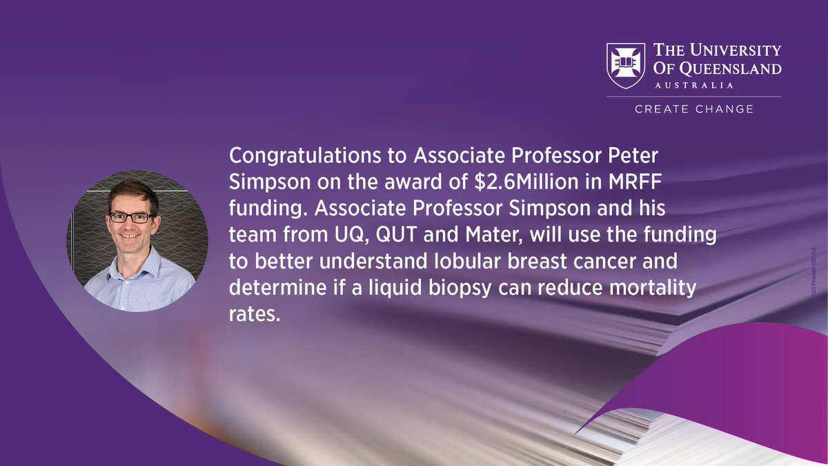 Amy McCart (@amymccart) on Twitter photo Super grateful to be able to work with <a href="/PeteSim10031537/">Pete Simpson</a> and the <a href="/breast_lab/">Molecular Breast Pathology Lab</a> on #lobular liquid biopsies! Congrats to Pete and the team on their MRFF GHFM grant success!!!
#uqccr <a href="/UQMedicine/">UQ Medicine</a> <a href="/UQ_News/">UQ News</a> <a href="/breast_lab/">Molecular Breast Pathology Lab</a> <a href="/cfsalomo/">Carlos Salomon</a> <a href="/breast_lab/">Molecular Breast Pathology Lab</a> <a href="/Path_4theFuture/">Sunil Lakhani</a> Super grateful to be able to work with <a href="/PeteSim10031537/">Pete Simpson</a> and the <a href="/breast_lab/">Molecular Breast Pathology Lab</a> on #lobular liquid biopsies! Congrats to Pete and the team on their MRFF GHFM grant success!!!
#uqccr <a href="/UQMedicine/">UQ Medicine</a> <a href="/UQ_News/">UQ News</a> <a href="/breast_lab/">Molecular Breast Pathology Lab</a> <a href="/cfsalomo/">Carlos Salomon</a> <a href="/breast_lab/">Molecular Breast Pathology Lab</a> <a href="/Path_4theFuture/">Sunil Lakhani</a>