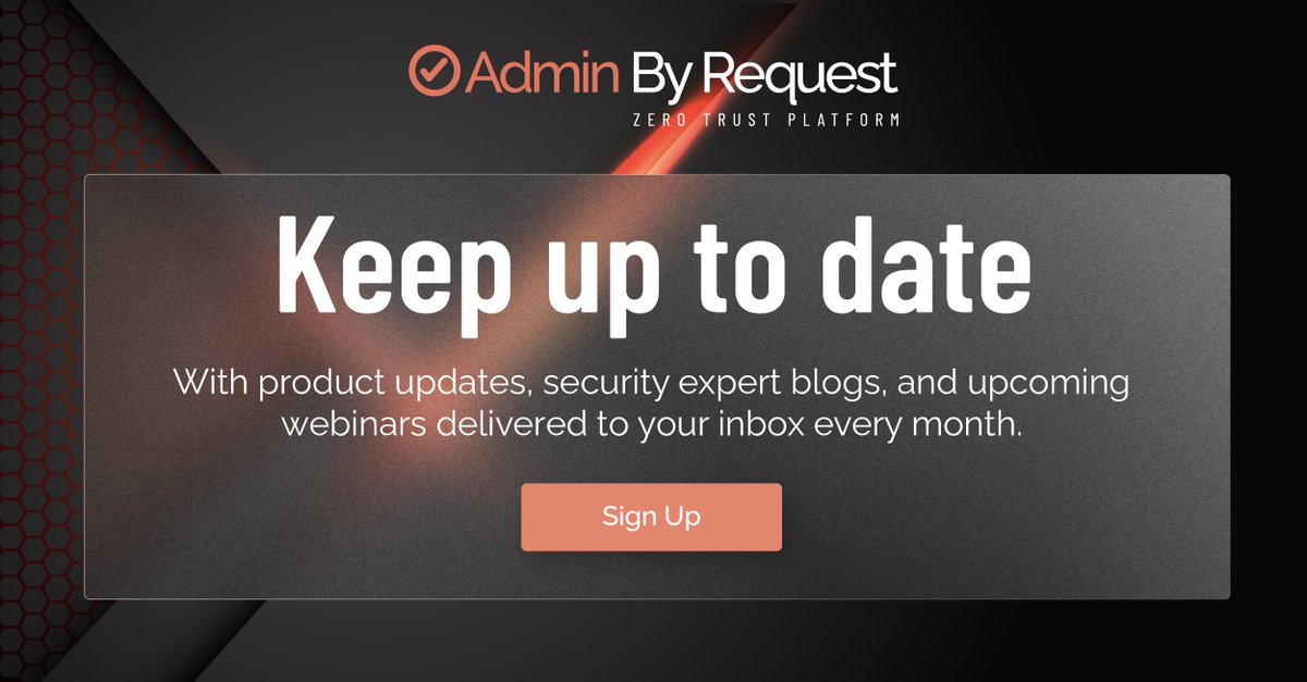 AdminByRequest's tweet photo. To get the latest cybersecurity blogs, software updates, feature tips & tricks, and Kevin Magnussen race recaps delivered straight to your inbox
Join our mailing listππΏ
https://t.co/qLb7eQ0p9h
#Newsletter #SoftwareUpdates #LatestNews #UpcomingEvents #FeatureTips #AdminByRequest https://t.co/M26lgUBfgr