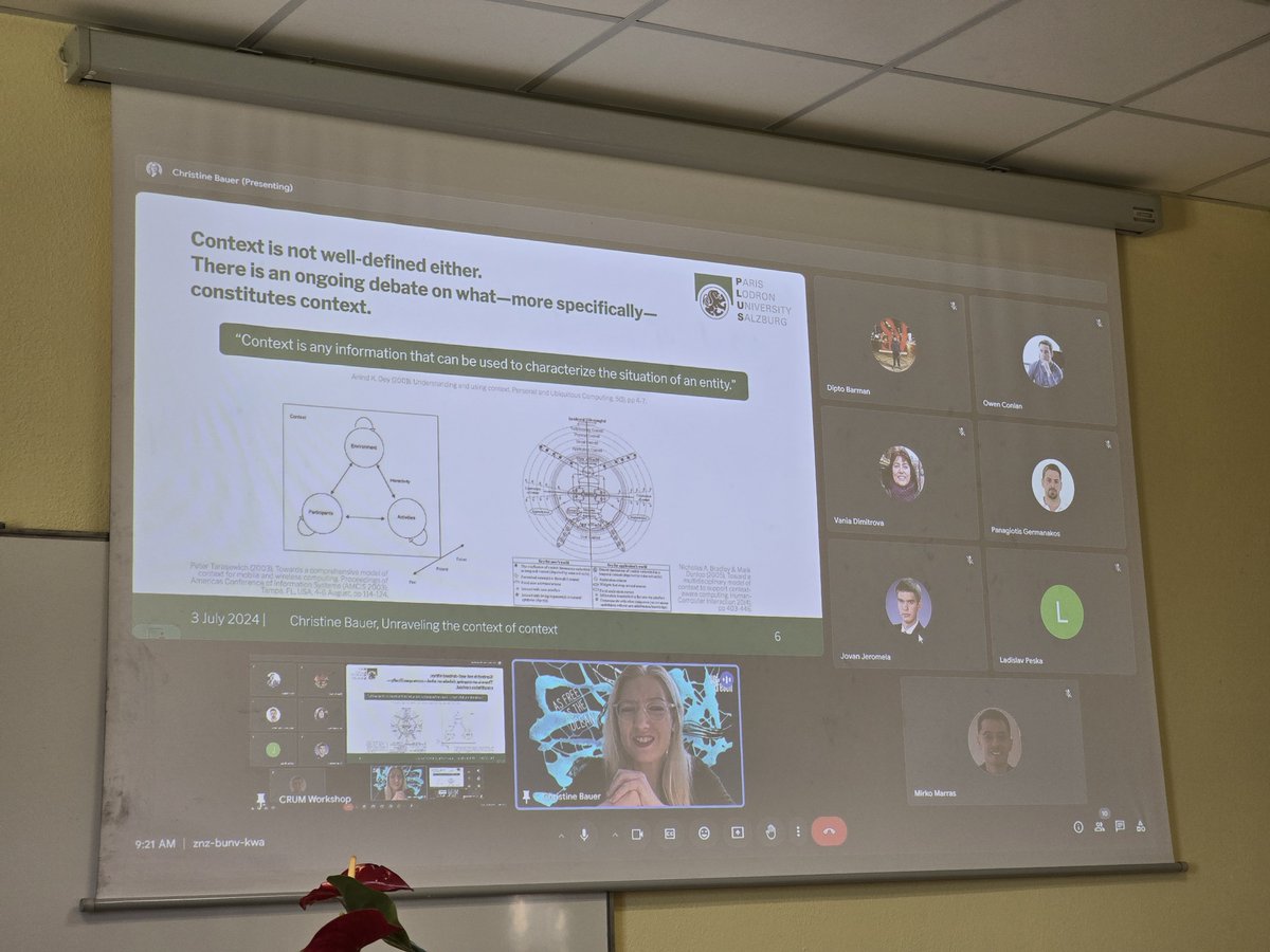 peterpaws's tweet image. Christine Bauer presents a very informative online keynote talk on context-based personalization at a joint CRUM - HAAPIE #umap2024 workshop. sites.google.com/view/haapie202…