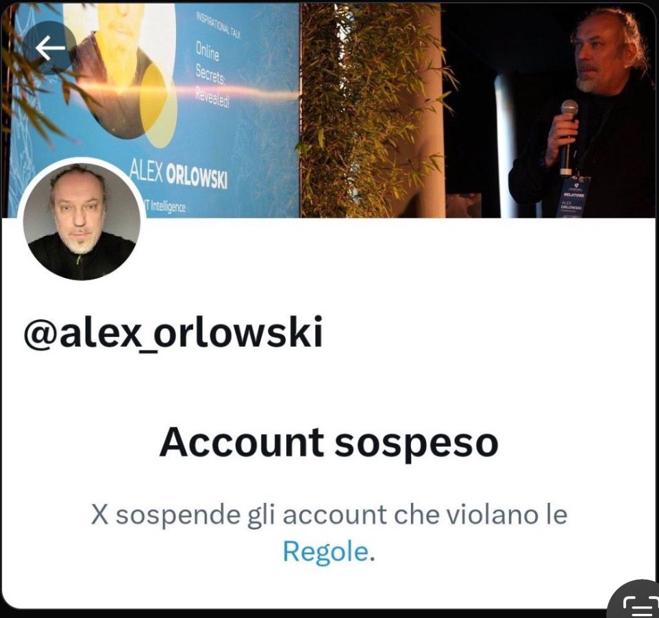 Gli scagnozzi di <a href="/RadioGenoa/">RadioGenoa</a> hanno fatto bloccare <a href="/alex_orlowski/">Alex Orlowski</a> perché ha smascherato il loro operato di disseminatori di odio. <a href="/elonmusk/">Elon Musk</a>, fra una canna e l'altra, libera Alex, e chiudi l'account di quei misantropi. 
#FreeOrlowsky